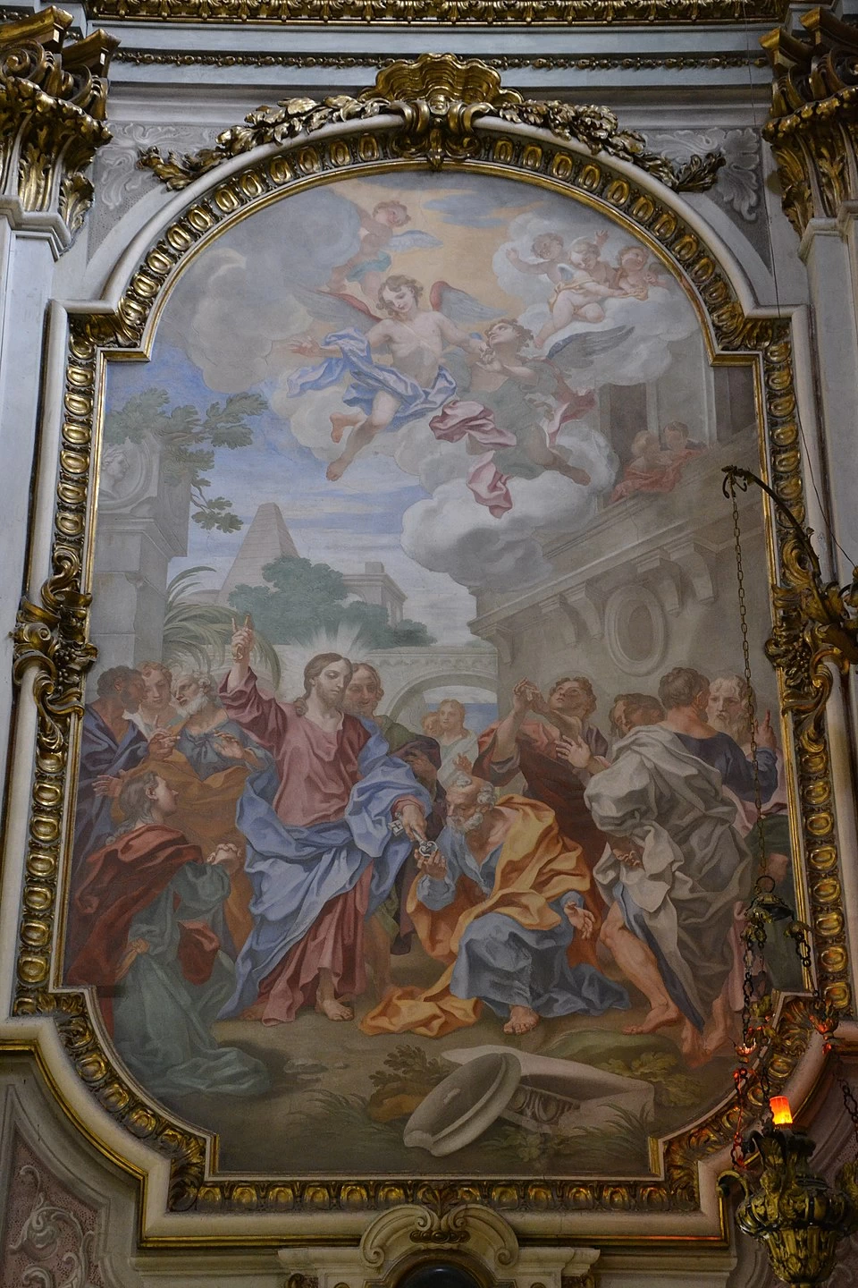 Battesimo di S. Agostino e San Pietro che riceve le chiavi da Gesù - Chiesa della Consolazione, Genova
